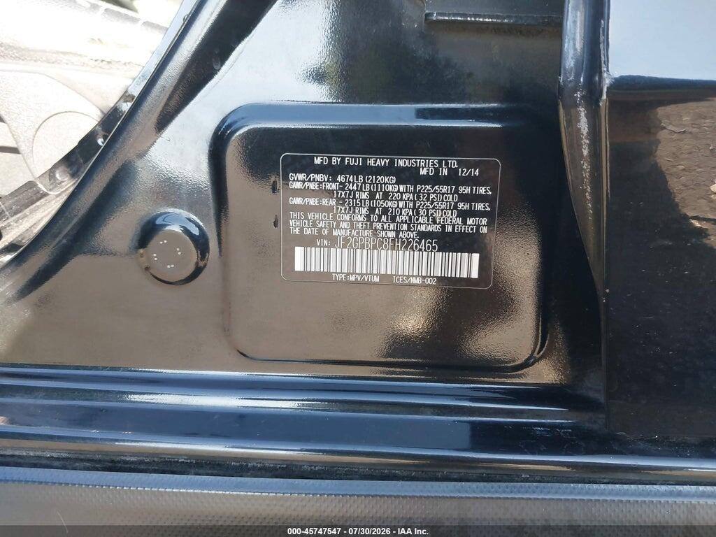 JF2GPBPC8FH226465 2015 SUBARU XV CROSSTREK HYBRID photo no. 9