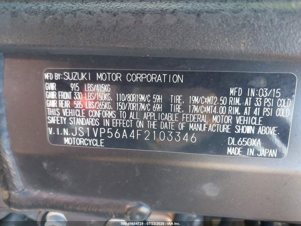 JS1VP56A4F2103346 2015 SUZUKI DL650 photo no. 10