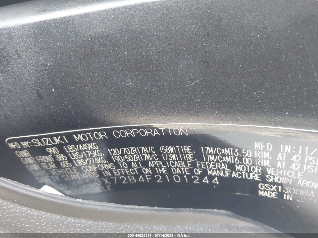 JS1GX72B4F2101244 2015 SUZUKI GSX1300 photo no. 10
