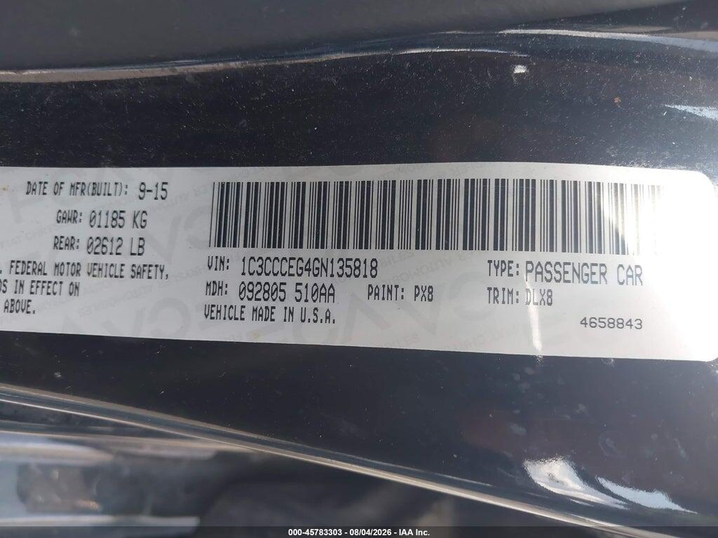 1C3CCCEG4GN135818 2016 CHRYSLER 200 photo no. 9