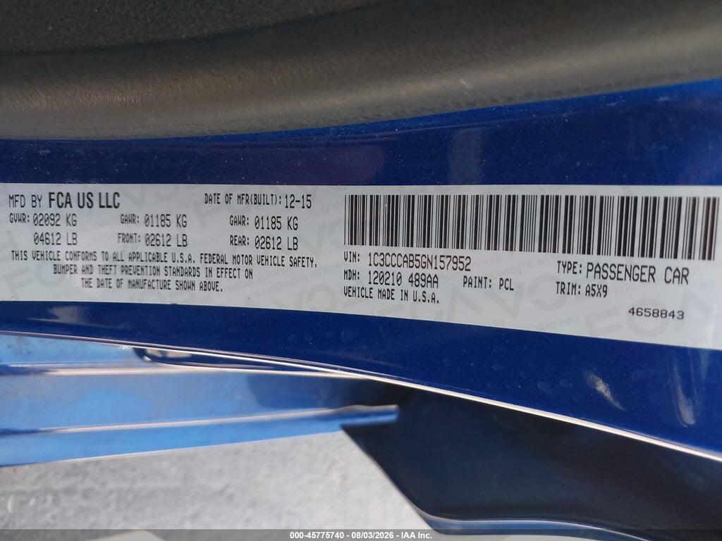 1C3CCCAB5GN157952 2016 CHRYSLER 200 photo no. 9