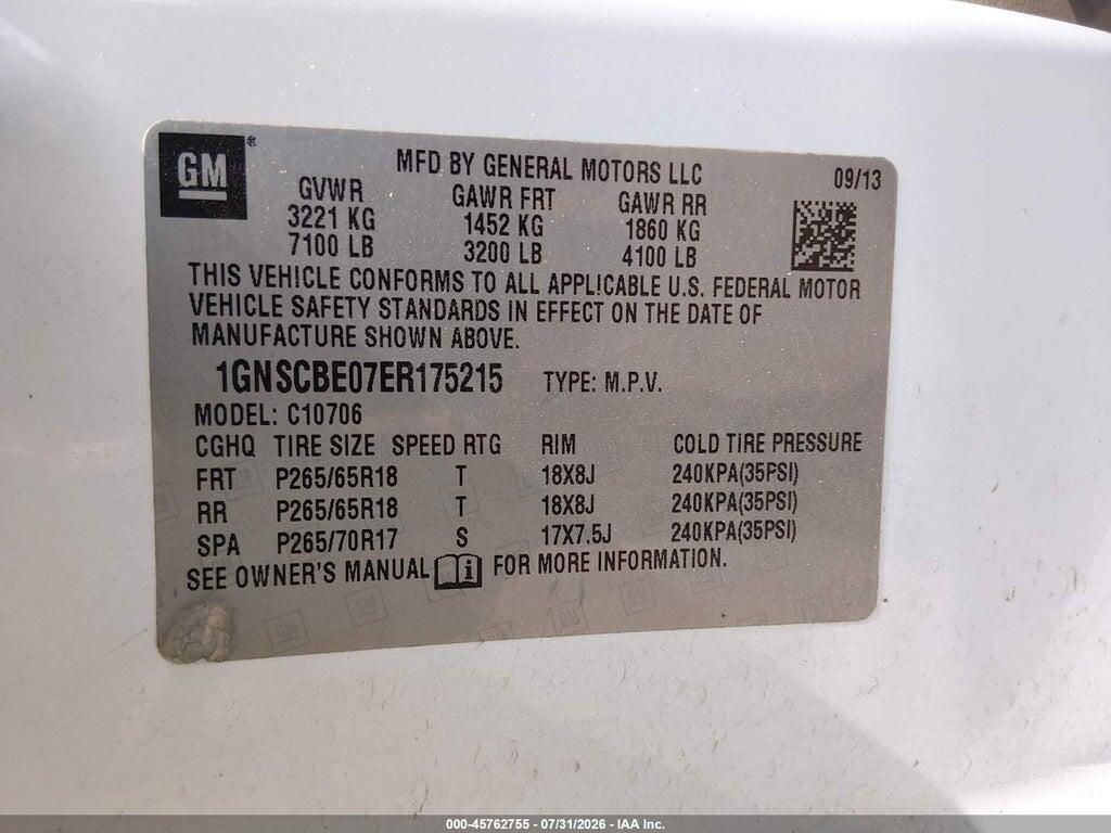 1GNSCBE07ER175215 2014 CHEVROLET TAHOE photo no. 9