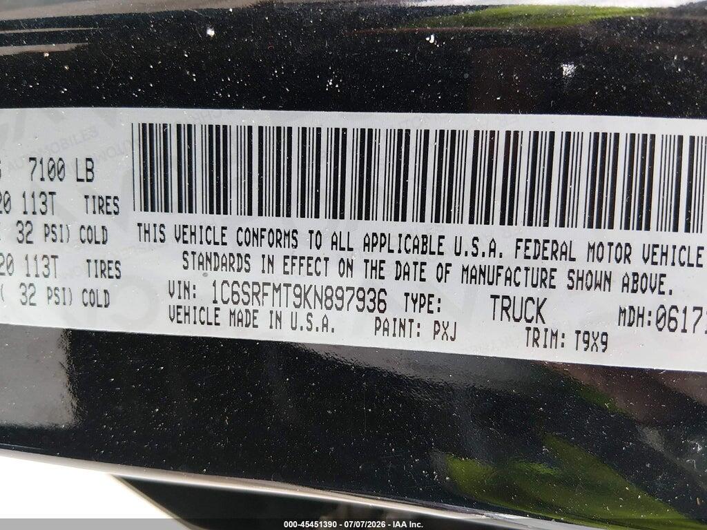 1C6SRFMT9KN897936 2019 RAM 1500 photo no. 9