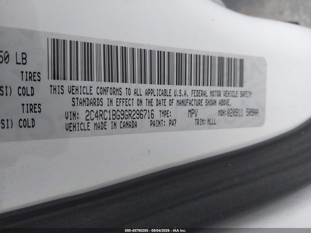 2C4RC1BG9GR296716 2016 CHRYSLER TOWN & COUNTRY photo no. 9