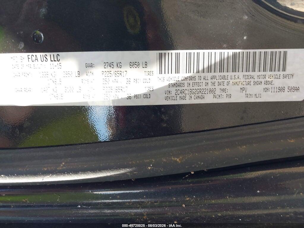 2C4RC1BG2GR221002 2016 CHRYSLER TOWN & COUNTRY photo no. 9