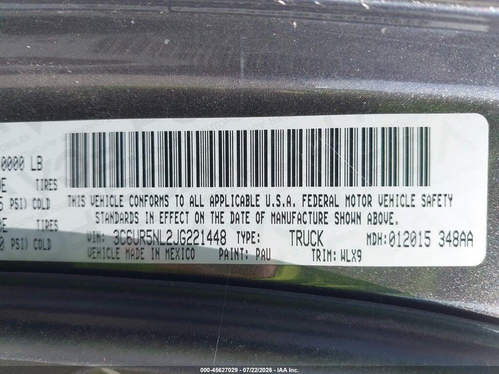3C6UR5NL2JG221448 2018 RAM 2500 photo no. 9