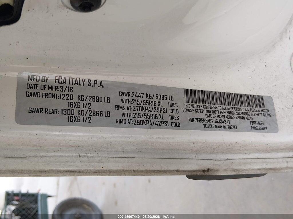 ZFBERFAB2J6J34847 2018 RAM PROMASTER CITY photo no. 9