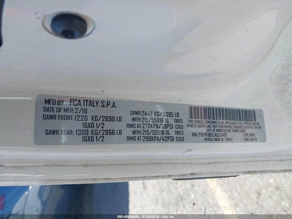 ZFBERFBB2J6J21465 2018 RAM PROMASTER CITY photo no. 9