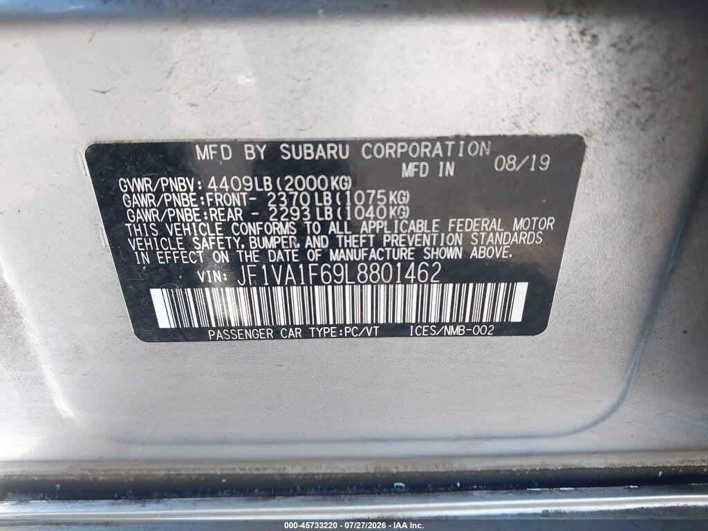JF1VA1F69L8801462 2020 SUBARU WRX photo no. 9