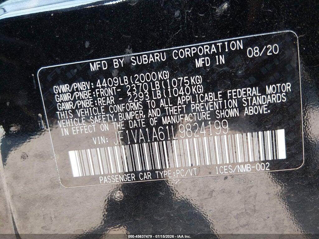 JF1VA1A61L9824199 2020 SUBARU WRX photo no. 9