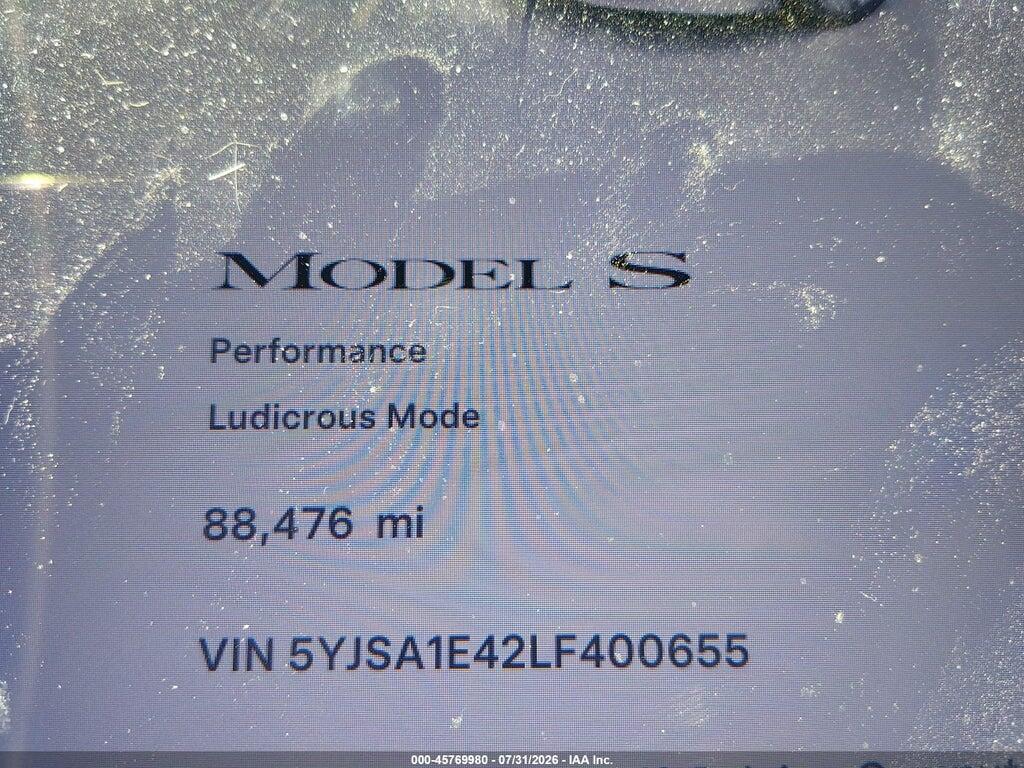 5YJSA1E42LF400655 2020 TESLA MODEL S photo no. 7