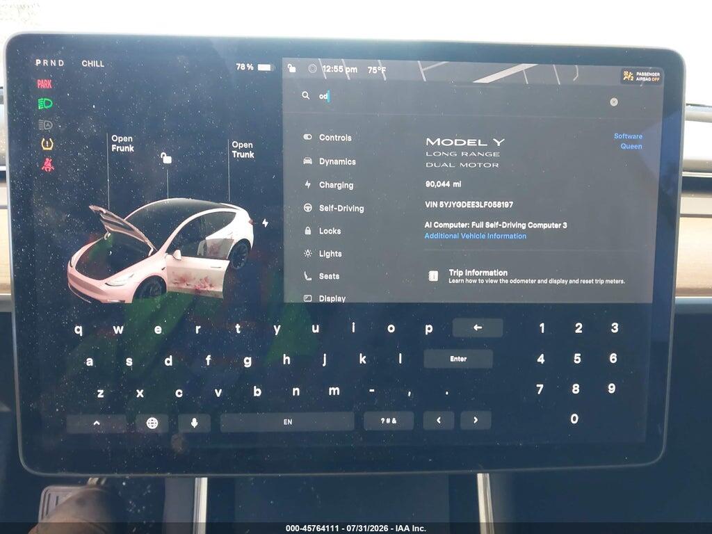 5YJYGDEE3LF058197 2020 TESLA MODEL Y photo no. 7