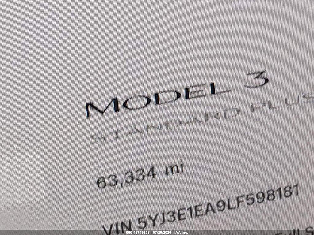 5YJ3E1EA9LF598181 2020 TESLA MODEL 3 photo no. 7