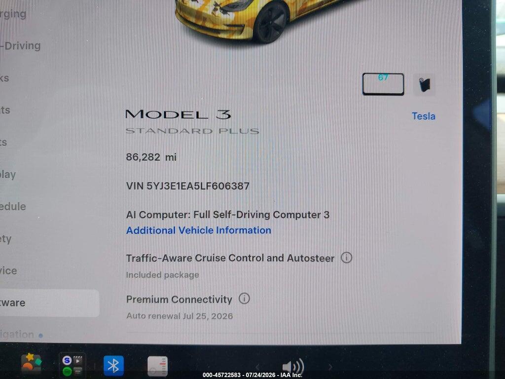 5YJ3E1EA5LF606387 2020 TESLA MODEL 3 photo no. 7