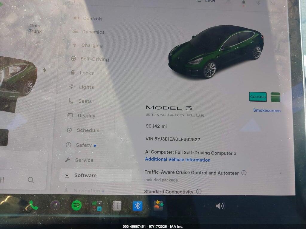 5YJ3E1EA0LF662527 2020 TESLA MODEL 3 photo no. 7