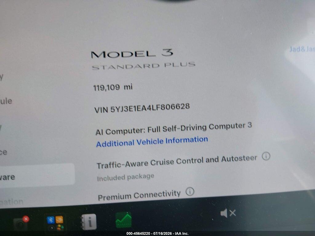 5YJ3E1EA4LF806628 2020 TESLA MODEL 3 photo no. 7
