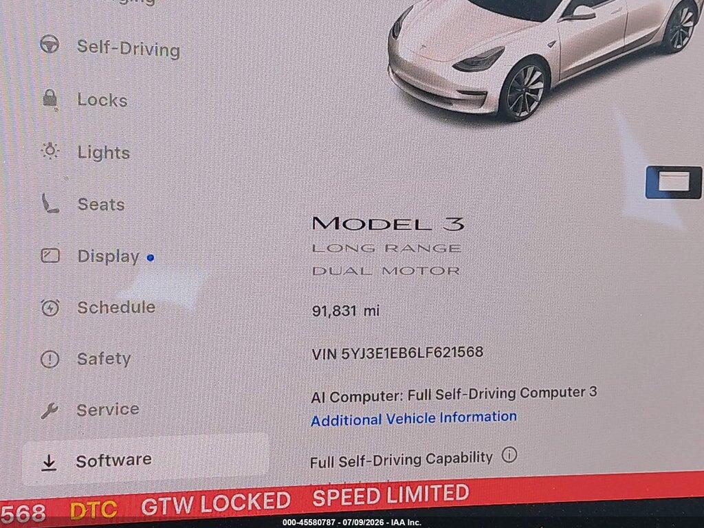 5YJ3E1EB6LF621568 2020 TESLA MODEL 3 photo no. 7