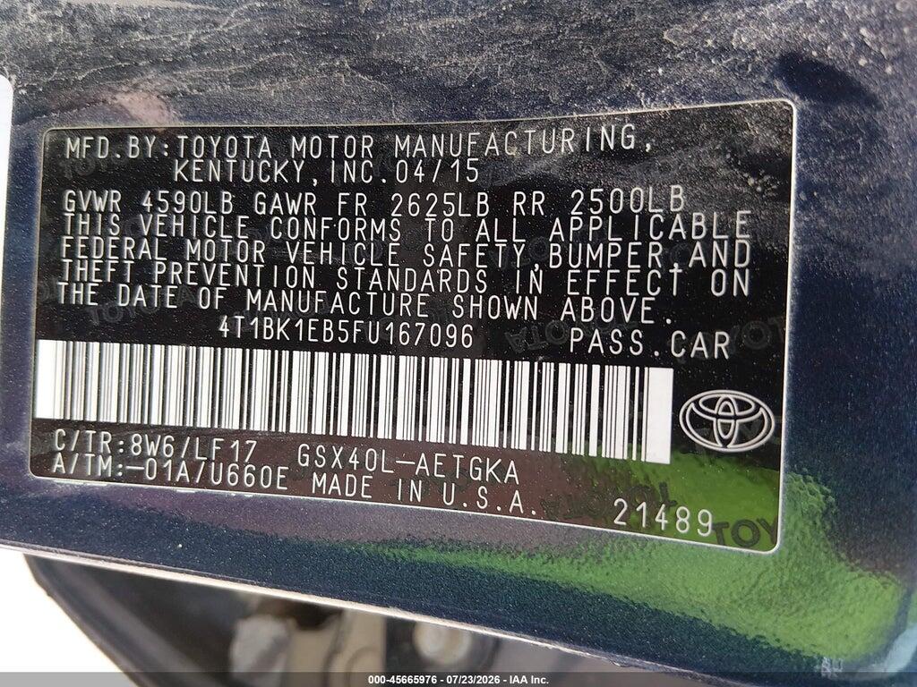 4T1BK1EB5FU167096 2015 TOYOTA AVALON photo no. 9