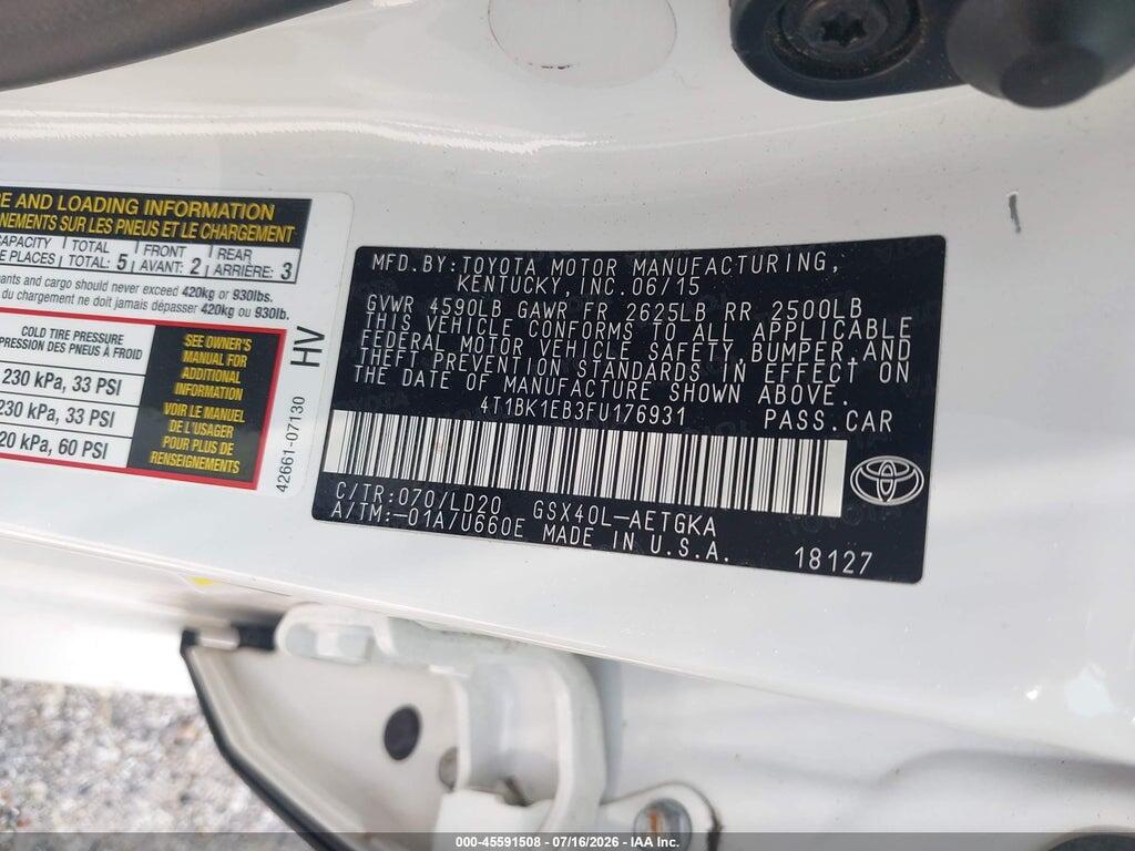 4T1BK1EB3FU176931 2015 TOYOTA AVALON photo no. 9