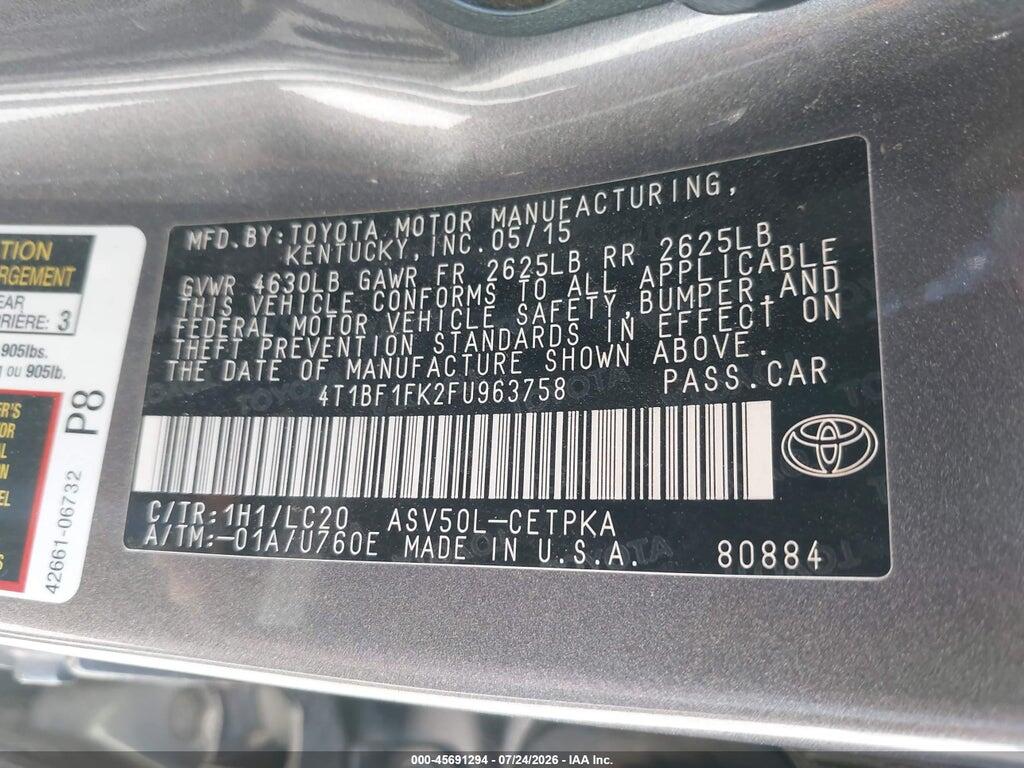 4T1BF1FK2FU963758 2015 TOYOTA CAMRY photo no. 9