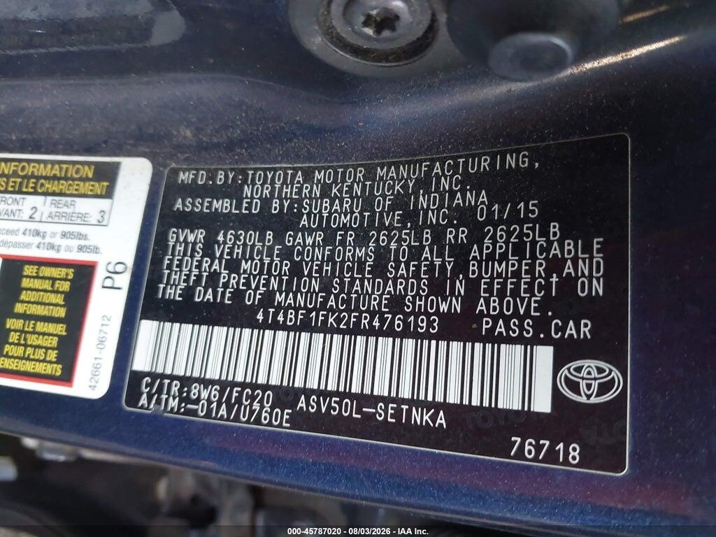 4T4BF1FK2FR476193 2015 TOYOTA CAMRY photo no. 9