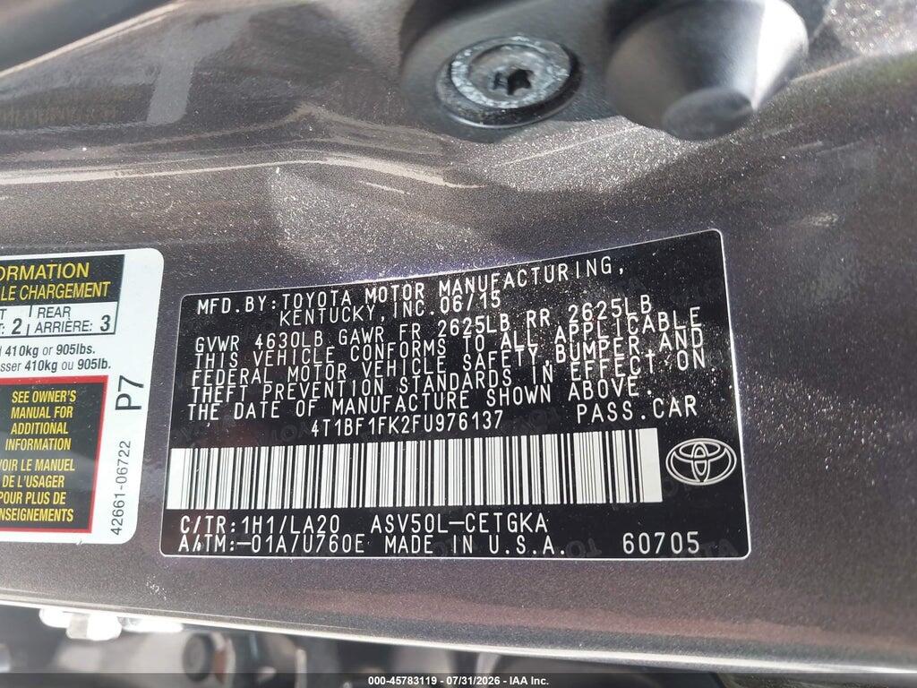 4T1BF1FK2FU976137 2015 TOYOTA CAMRY photo no. 9