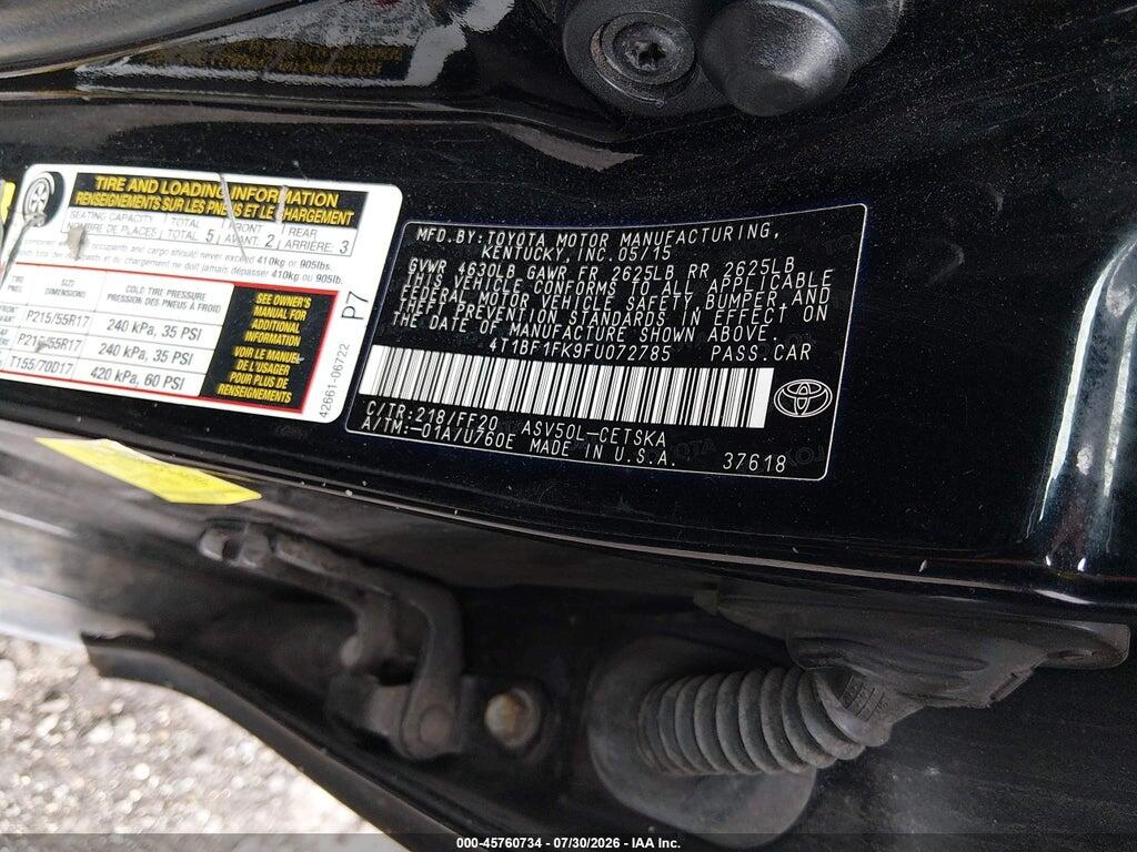 4T1BF1FK9FU072785 2015 TOYOTA CAMRY photo no. 9