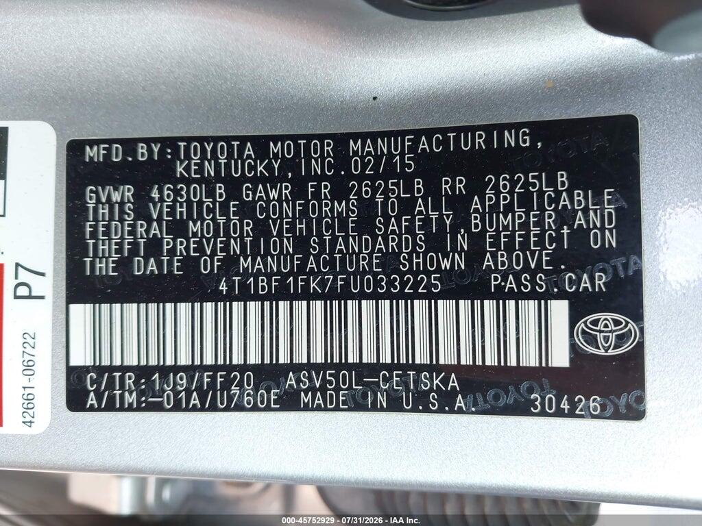 4T1BF1FK7FU033225 2015 TOYOTA CAMRY photo no. 9