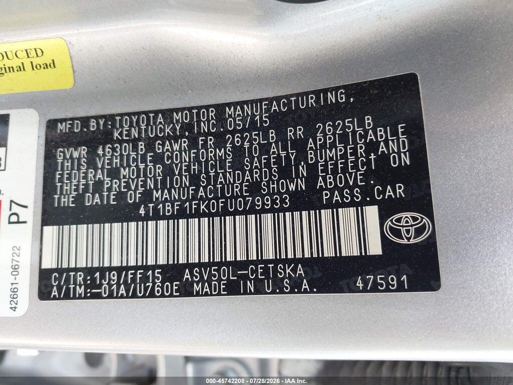 4T1BF1FK0FU079933 2015 TOYOTA CAMRY photo no. 9