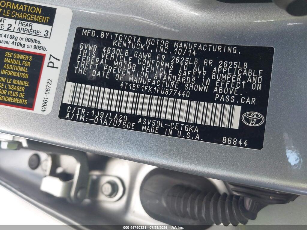 4T1BF1FK1FU877440 2015 TOYOTA CAMRY photo no. 9