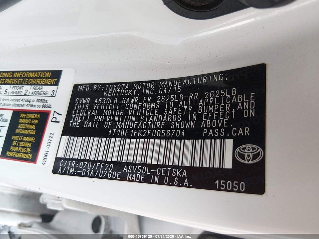 4T1BF1FK2FU056704 2015 TOYOTA CAMRY photo no. 9