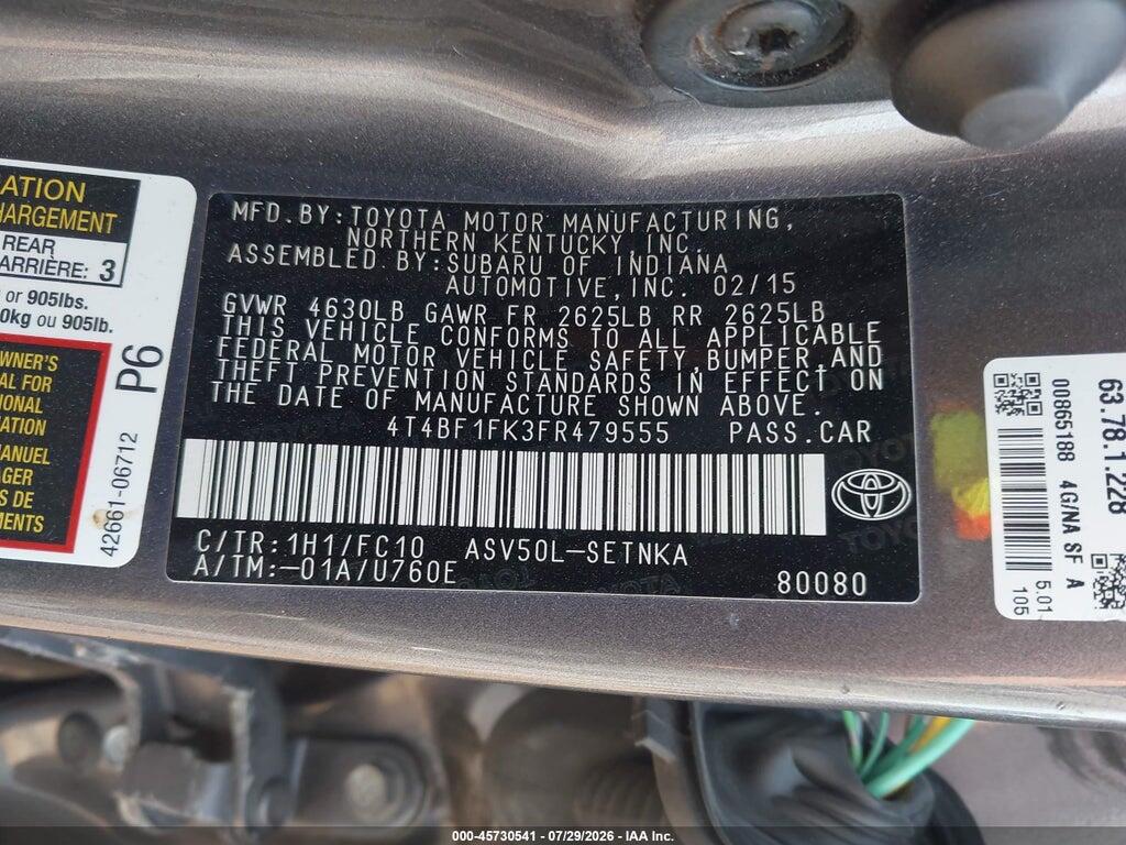 4T4BF1FK3FR479555 2015 TOYOTA CAMRY photo no. 9