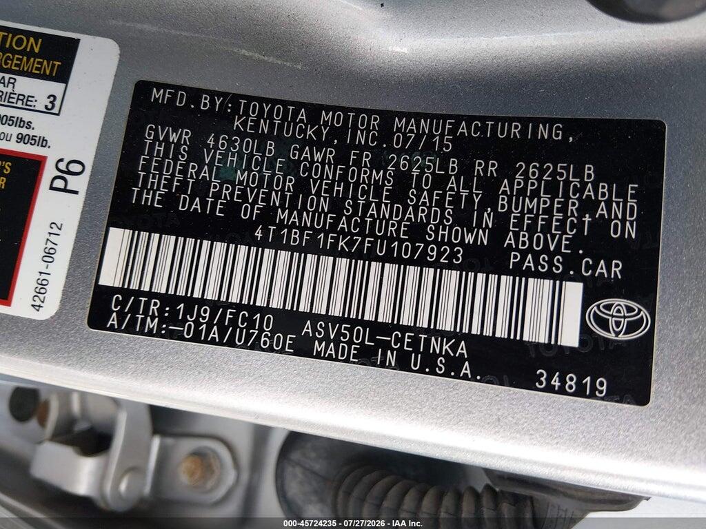 4T1BF1FK7FU107923 2015 TOYOTA CAMRY photo no. 9