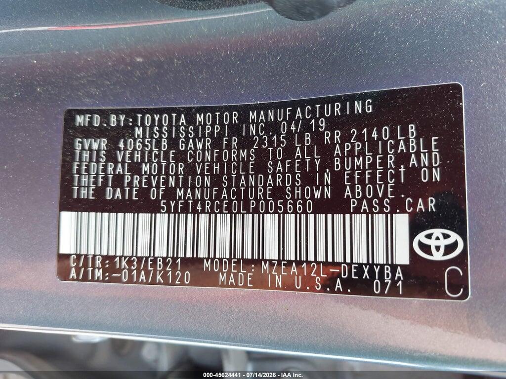 5YFT4RCE0LP005660 2020 TOYOTA COROLLA photo no. 9