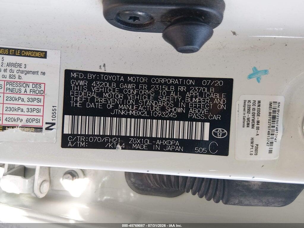JTNKHMBX2L1093245 2020 TOYOTA C-HR photo no. 9