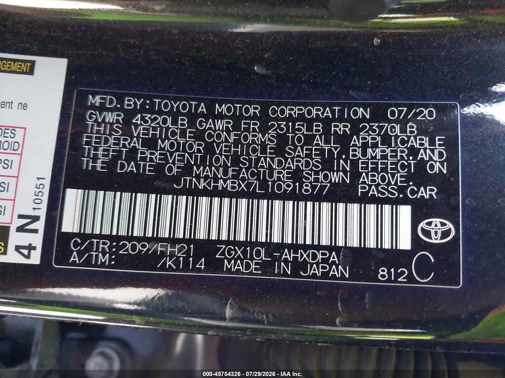 JTNKHMBX7L1091877 2020 TOYOTA C-HR photo no. 9
