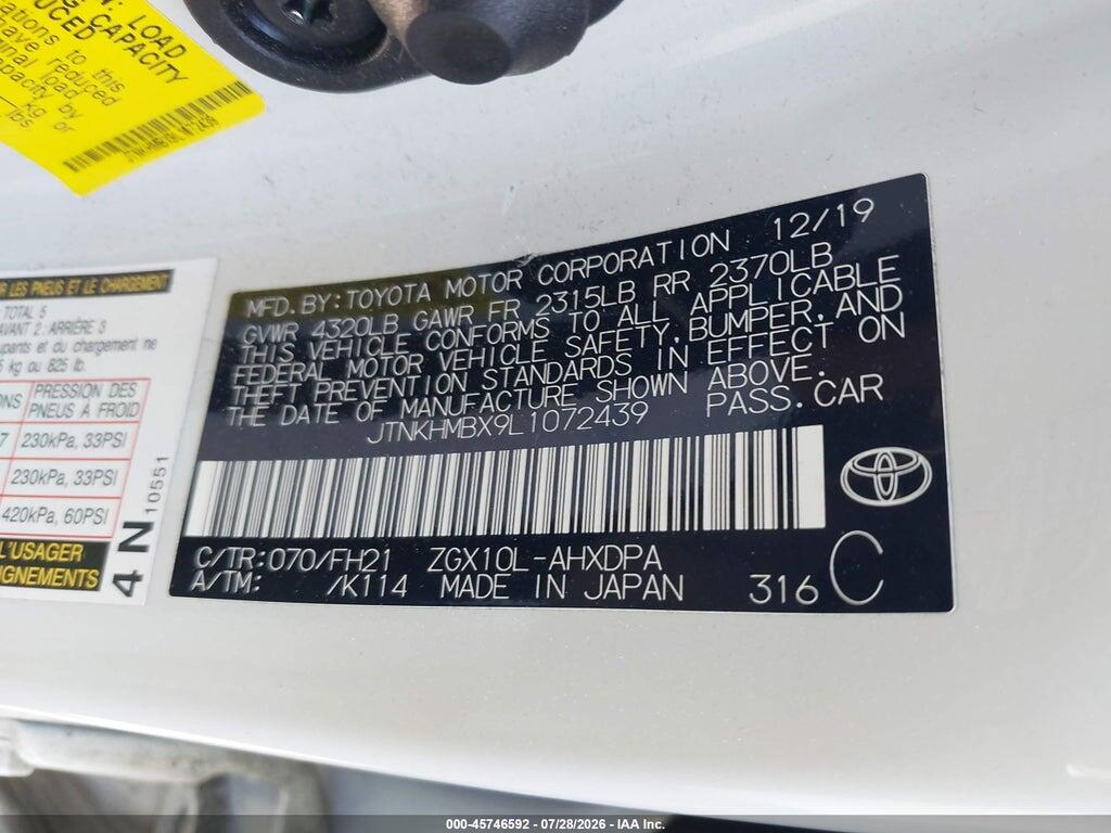 JTNKHMBX9L1072439 2020 TOYOTA C-HR photo no. 9