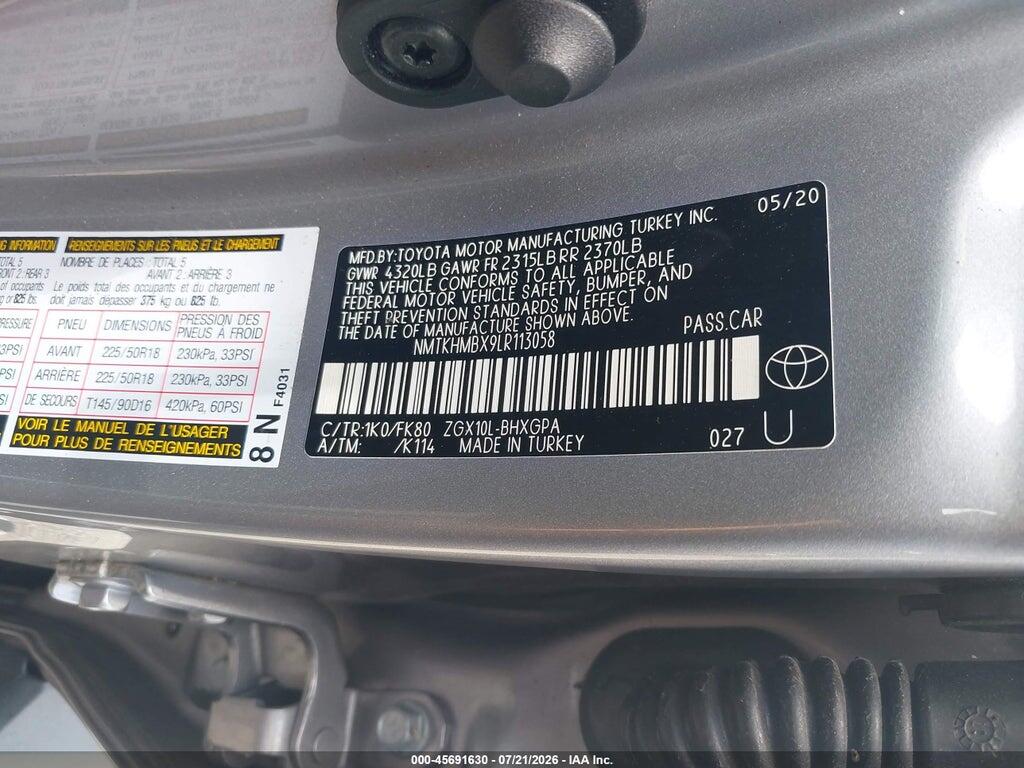 NMTKHMBX9LR113058 2020 TOYOTA C-HR photo no. 9