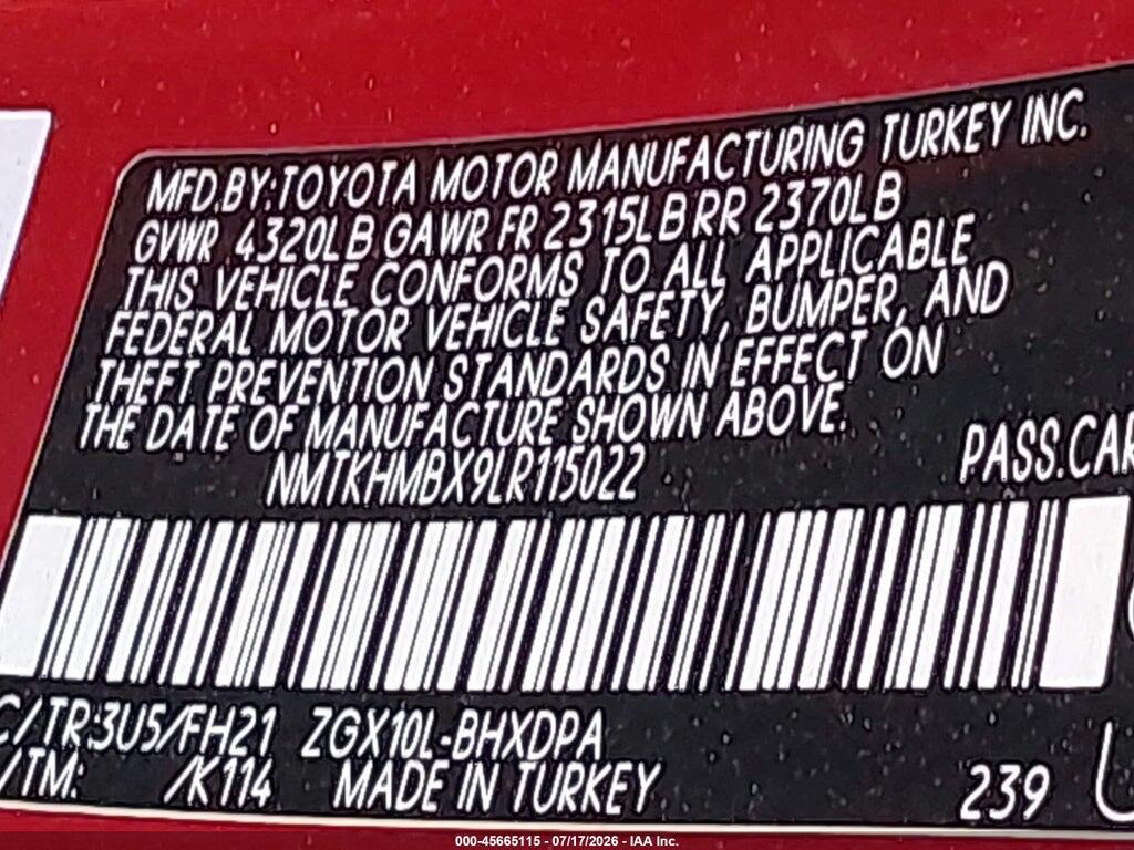 NMTKHMBX9LR115022 2020 TOYOTA C-HR photo no. 9
