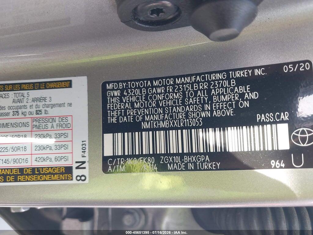 NMTKHMBXXLR113053 2020 TOYOTA C-HR photo no. 9