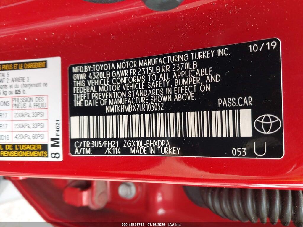 NMTKHMBX2LR103052 2020 TOYOTA C-HR photo no. 9