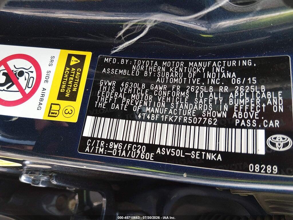 4T4BF1FK7FR507762 2015 TOYOTA CAMRY photo no. 9