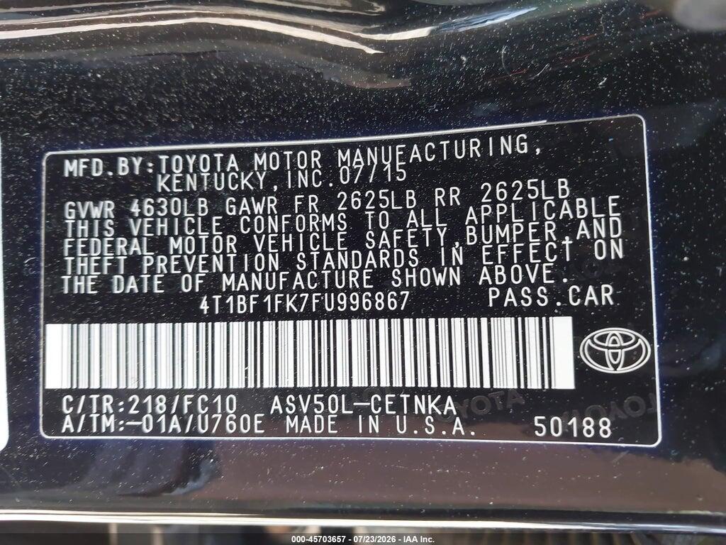 4T1BF1FK7FU996867 2015 TOYOTA CAMRY photo no. 9