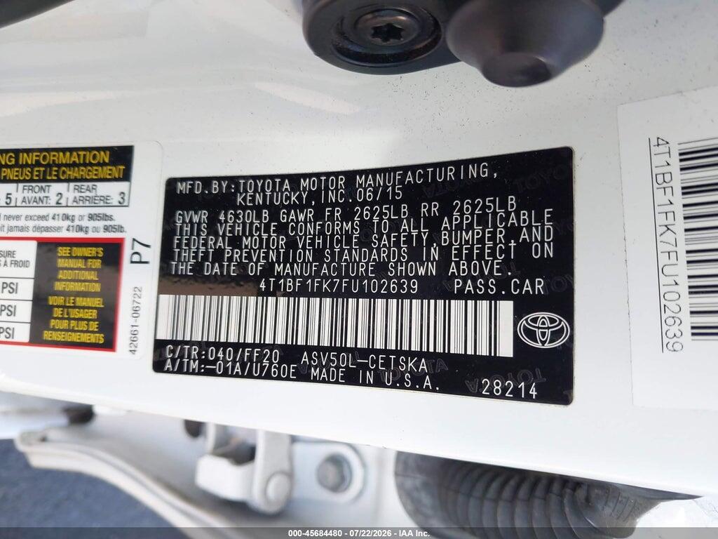 4T1BF1FK7FU102639 2015 TOYOTA CAMRY photo no. 9