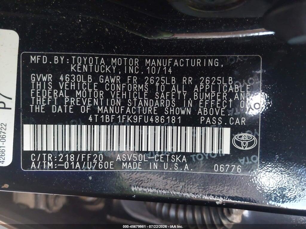 4T1BF1FK9FU486181 2015 TOYOTA CAMRY photo no. 9