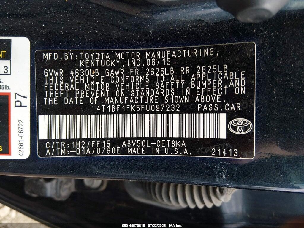 4T1BF1FK5FU097232 2015 TOYOTA CAMRY photo no. 9