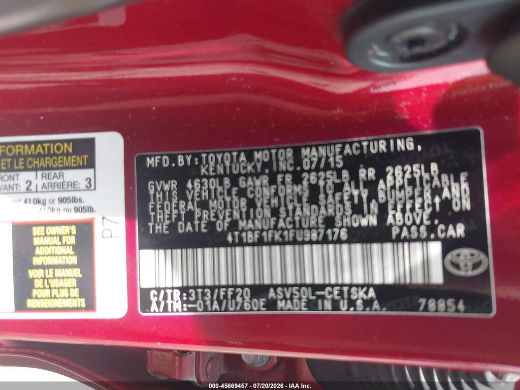 4T1BF1FK1FU987176 2015 TOYOTA CAMRY photo no. 9