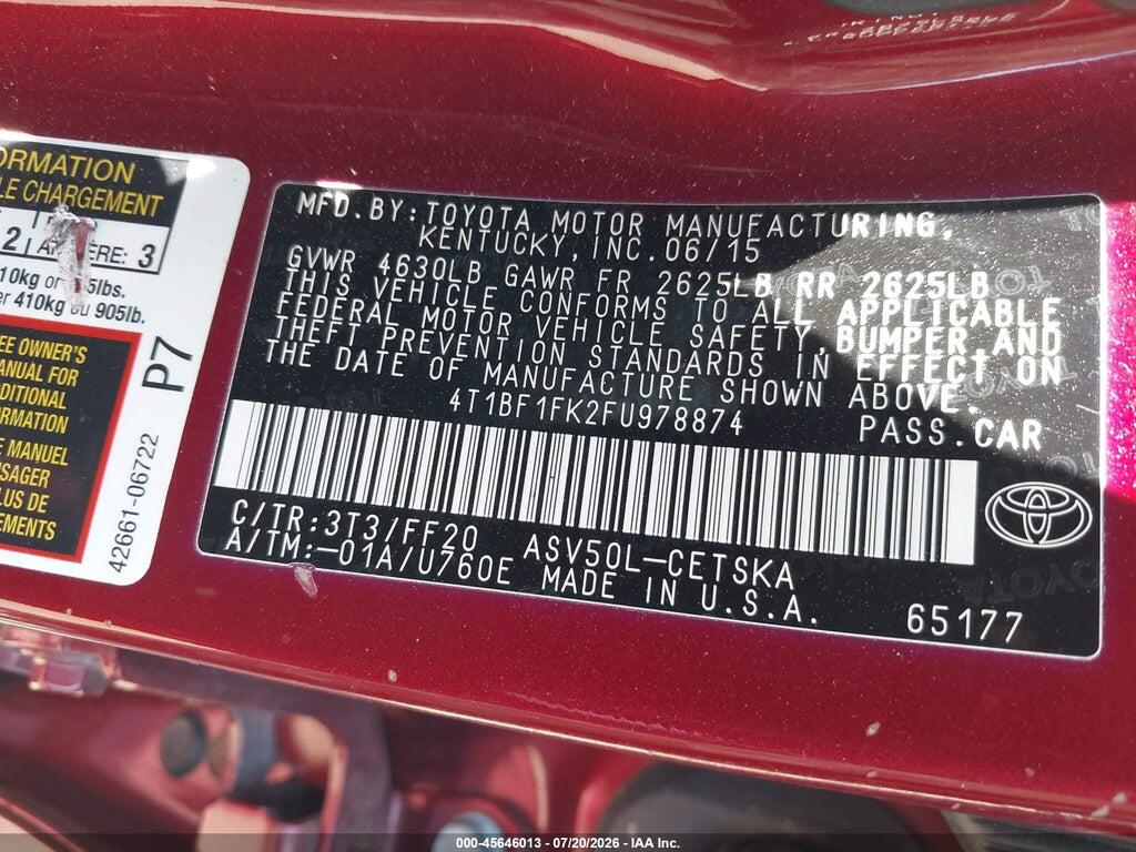 4T1BF1FK2FU978874 2015 TOYOTA CAMRY photo no. 9