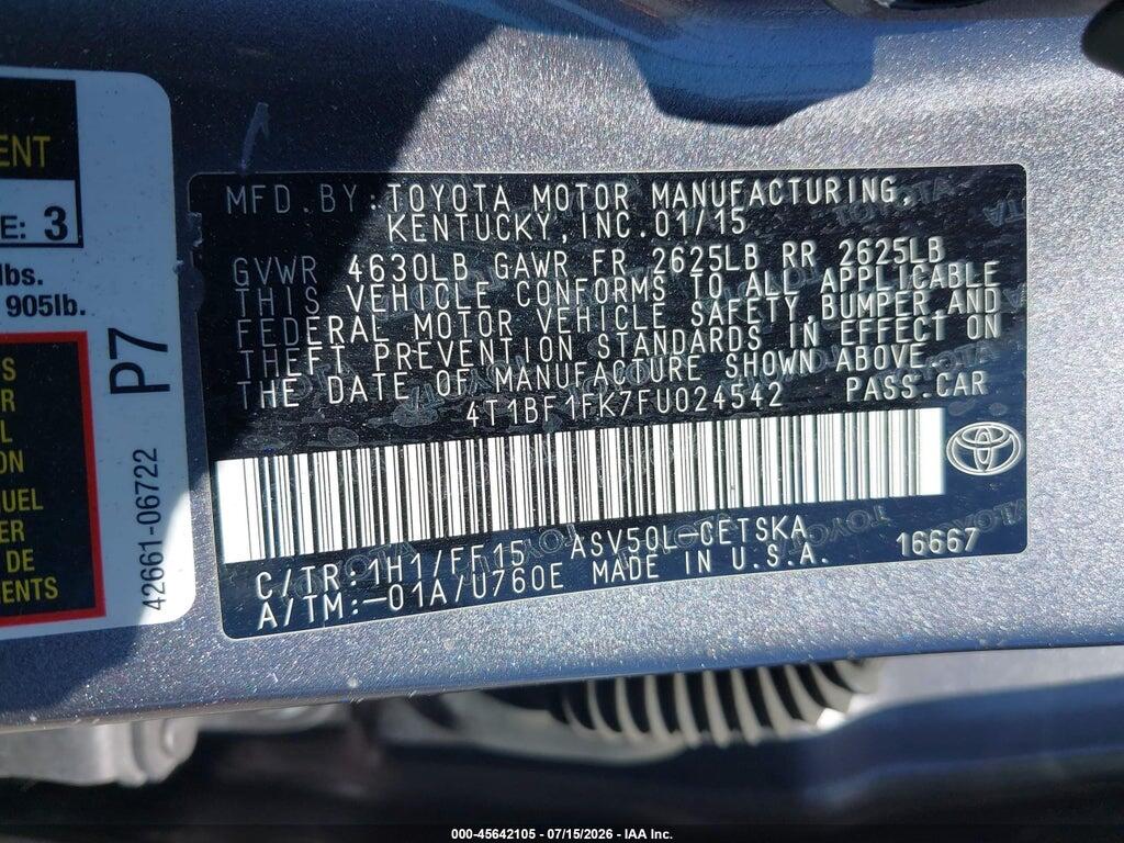 4T1BF1FK7FU024542 2015 TOYOTA CAMRY photo no. 9