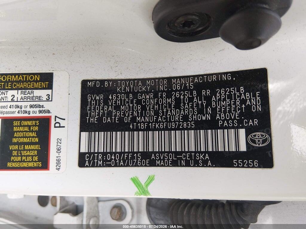 4T1BF1FK6FU972835 2015 TOYOTA CAMRY photo no. 9